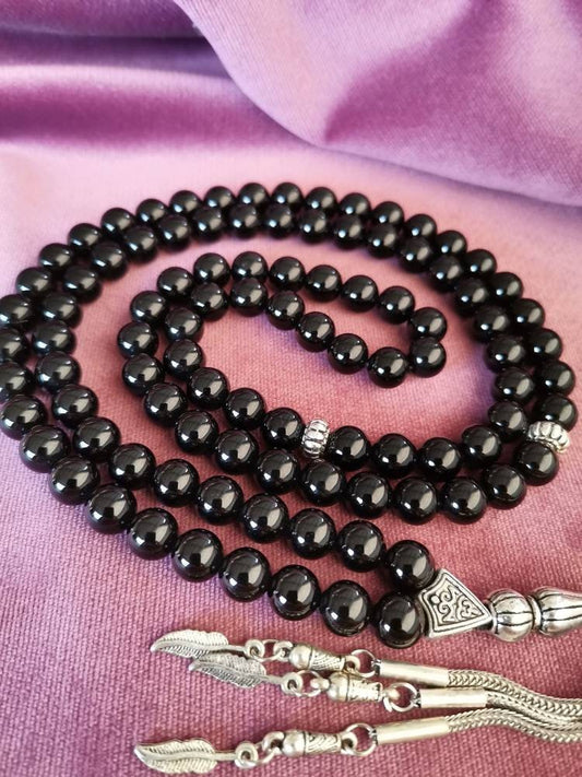 99 Boncuklu Siyah Oniks Doğaltaş Tesbih