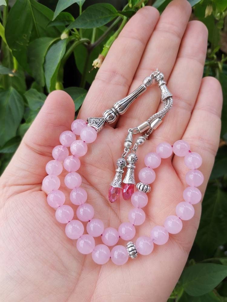 Pembe Kuvars Doğaltaş Tesbih