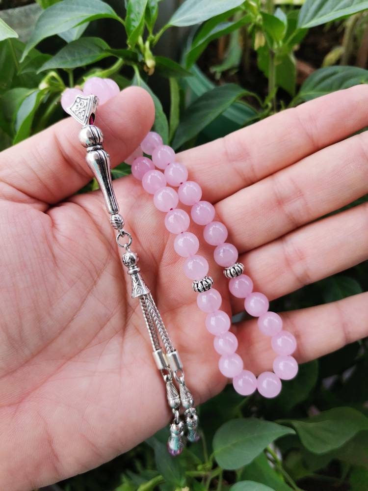 Pembe Kuvars Doğaltaş Tesbih