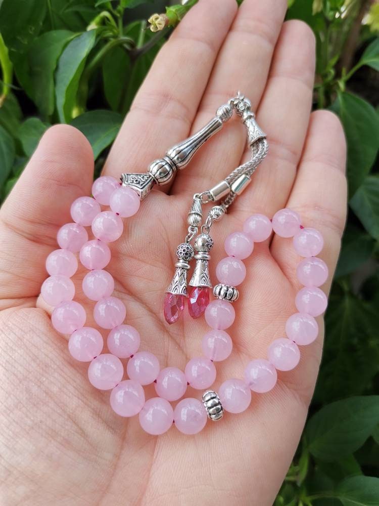 Pembe Kuvars Doğaltaş Tesbih