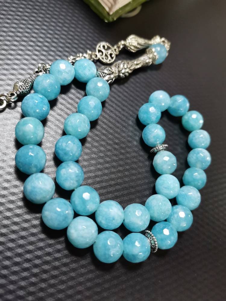 10 mm Mavi Kuvars Doğaltaş Tesbih