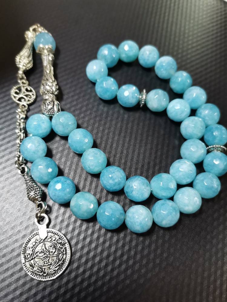 10 mm Mavi Kuvars Doğaltaş Tesbih