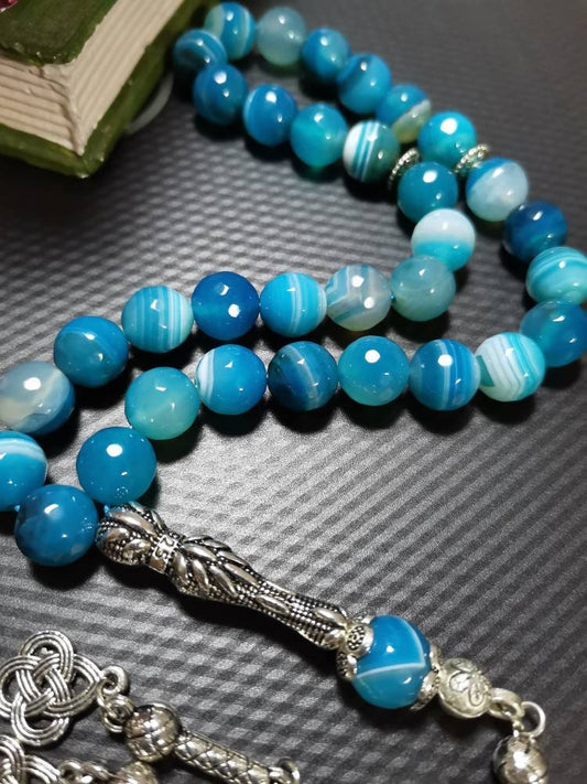 10 mm Madagaskar Mavi Akik Tesbih