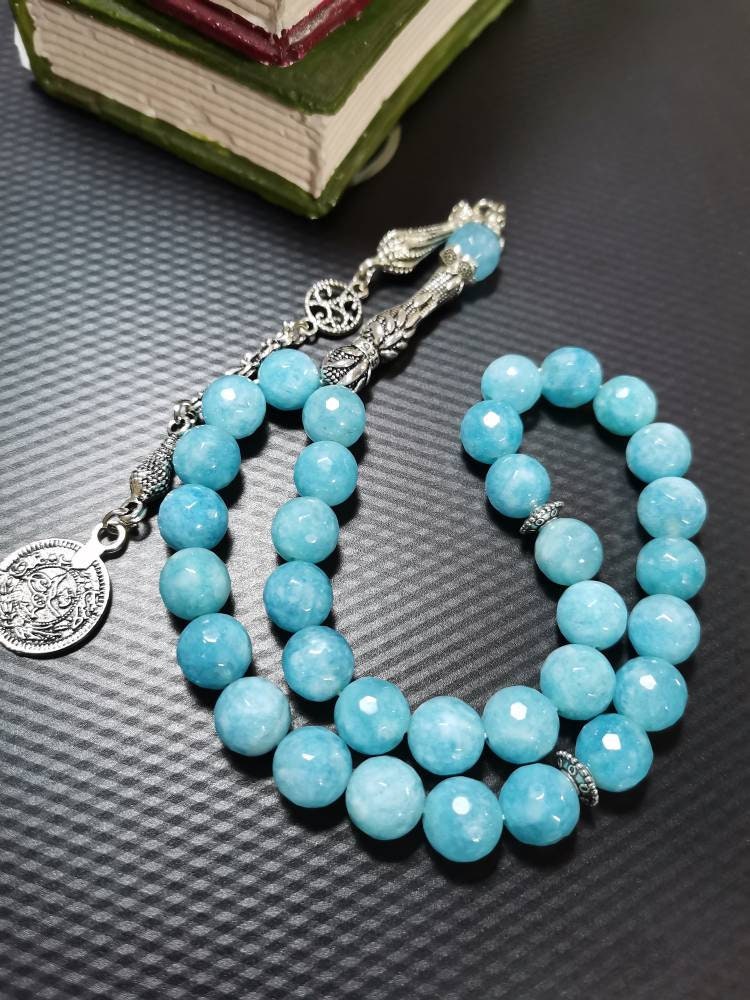 10 mm Mavi Kuvars Doğaltaş Tesbih