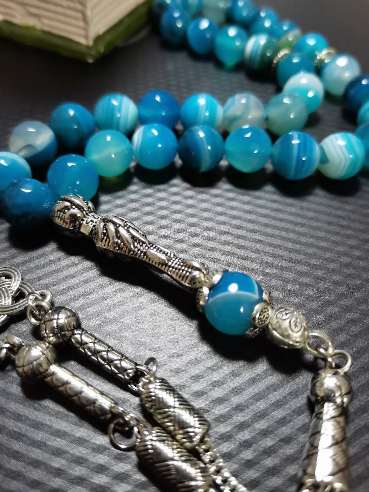 10 mm Madagaskar Mavi Akik Tesbih