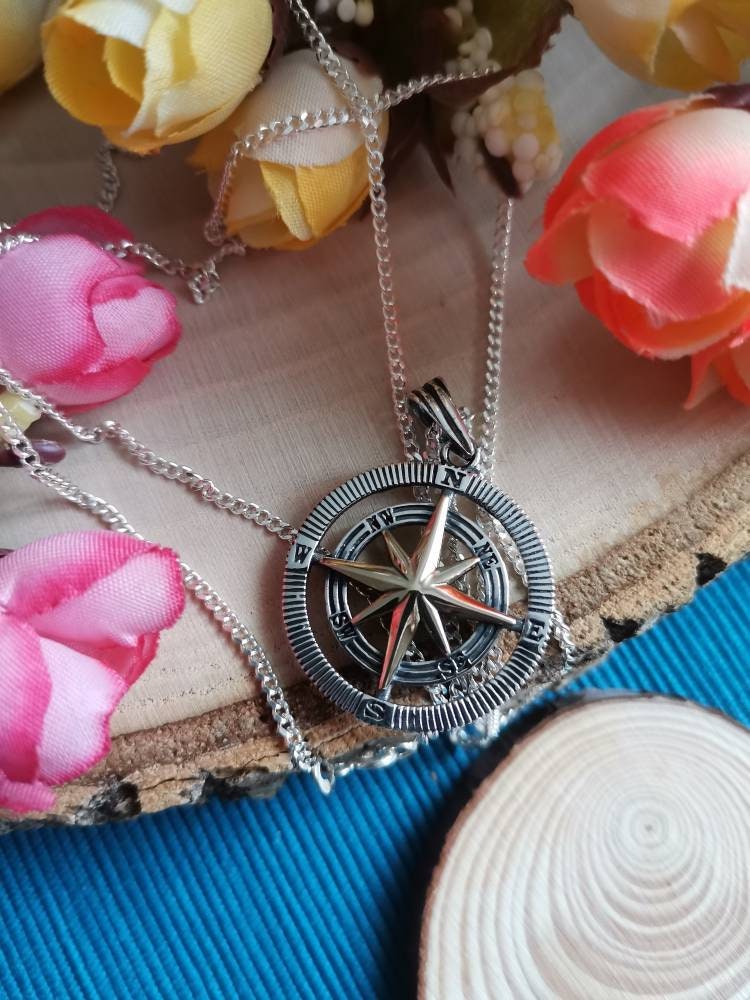 925 Ayar Gümüş Pusula Kolye