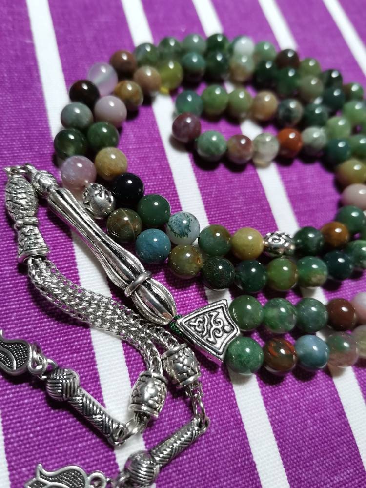 99 Boncuklu Hint Akik Doğaltaş Tesbih