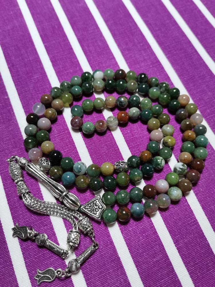 99 Boncuklu Hint Akik Doğaltaş Tesbih