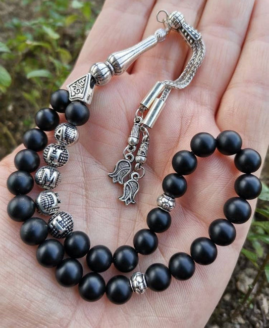 Kişiye Özel Mat Siyah Oniks Doğaltaş Tesbih