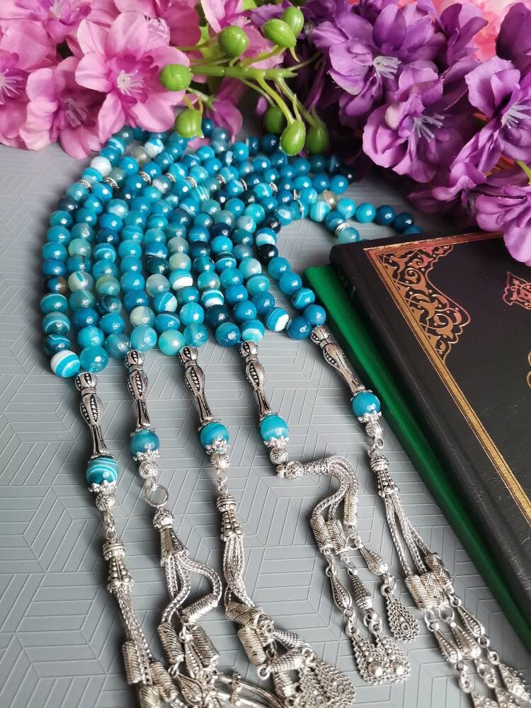 10 mm Madagaskar Mavi Akik Tesbih