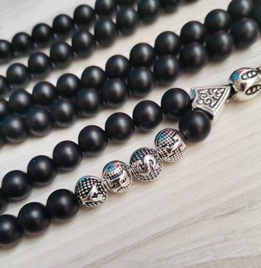 Kişiye Özel 99 Boncuklu Siyah Mat Oniks Tesbih