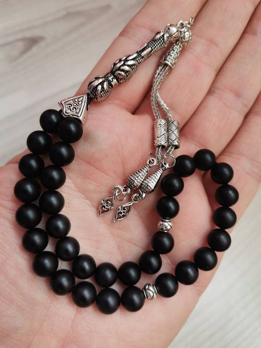 Mat Siyah Oniks Doğaltaş Tesbih