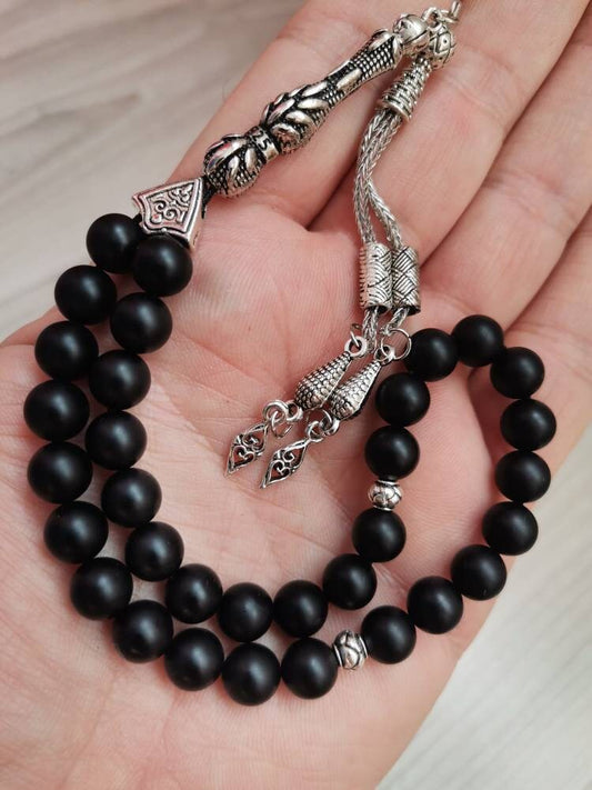 Mat Siyah Oniks Doğaltaş Tesbih