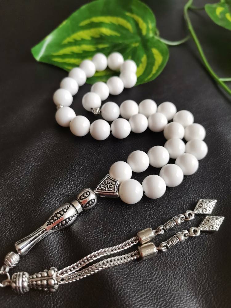 10 mm Beyaz Sedef Doğaltaş Tesbih