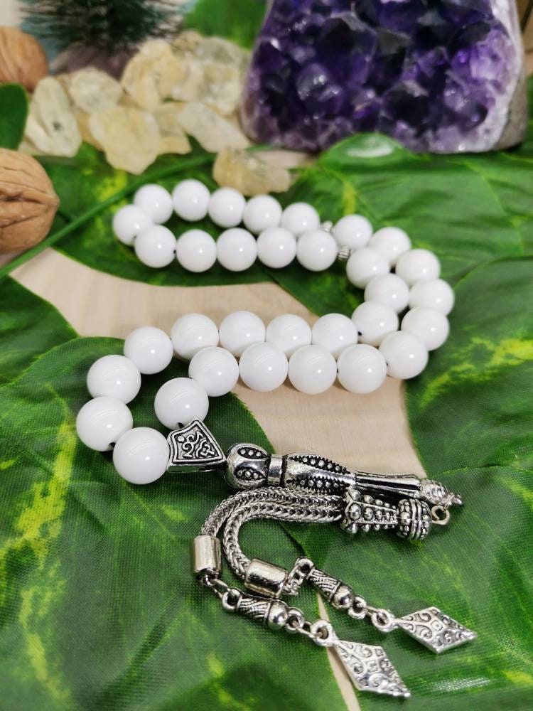 10 mm Beyaz Sedef Doğaltaş Tesbih