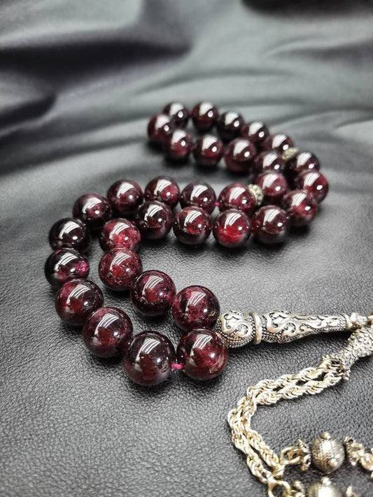 925 Ayar Gümüş Lal Taşı Doğaltaş Tesbih