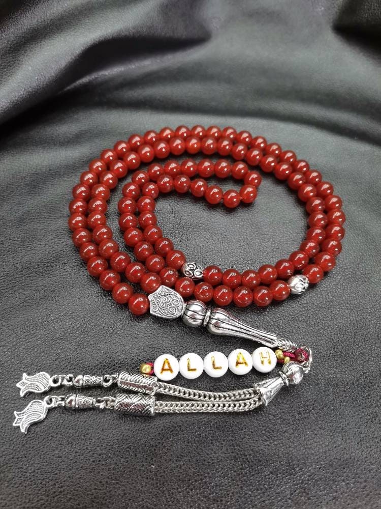 Kişiye Özel 99 Boncuklu Karnelyan Akik Tesbih