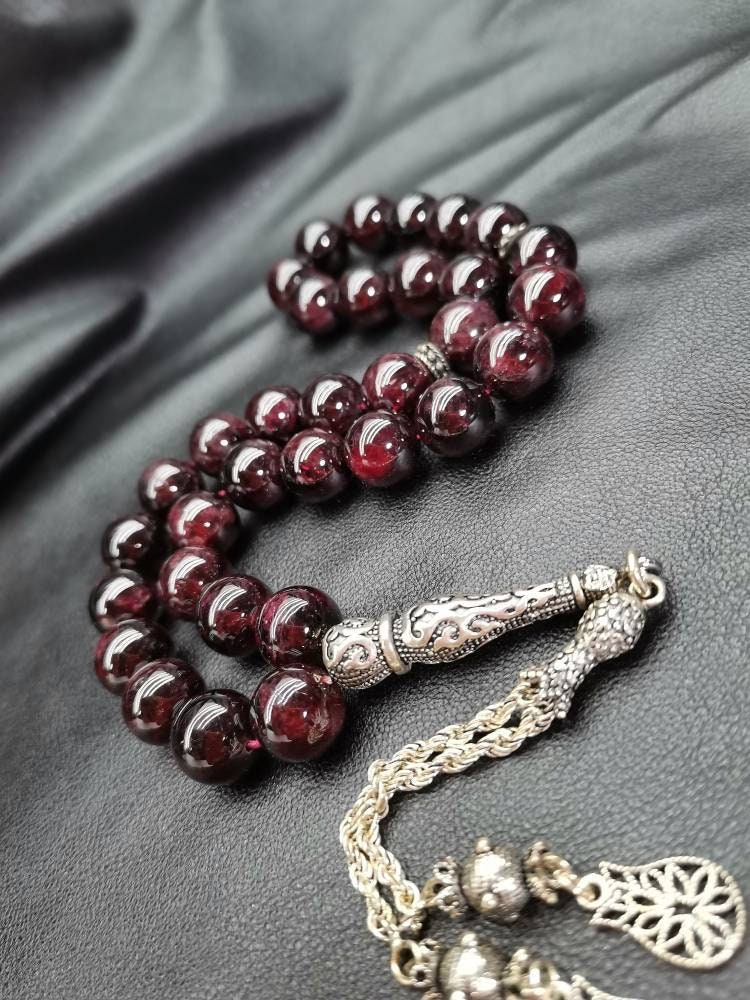 925 Ayar Gümüş Lal Taşı Doğaltaş Tesbih