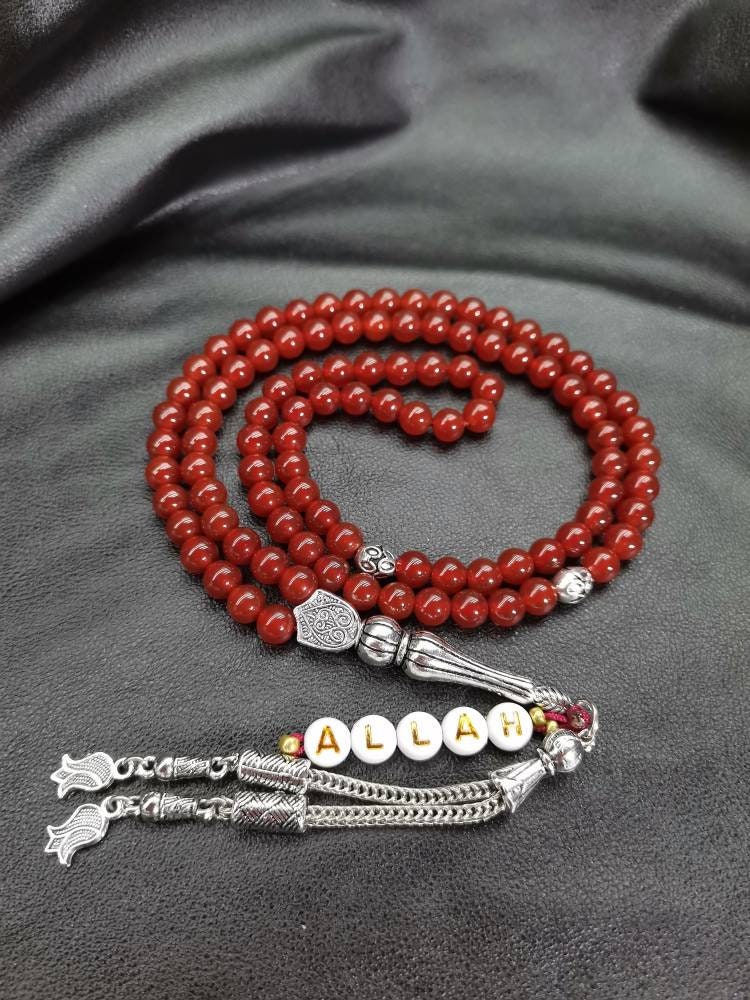 Kişiye Özel 99 Boncuklu Karnelyan Akik Tesbih