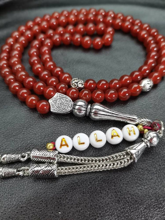 Kişiye Özel 99 Boncuklu Karnelyan Akik Tesbih