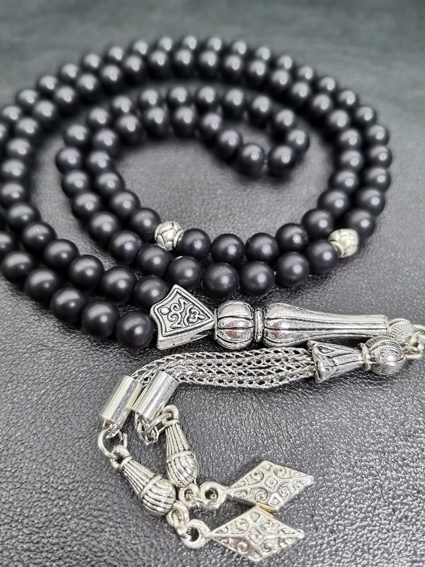 99 Boncuklu Mat Siyah Oniks Doğaltaş Tesbih