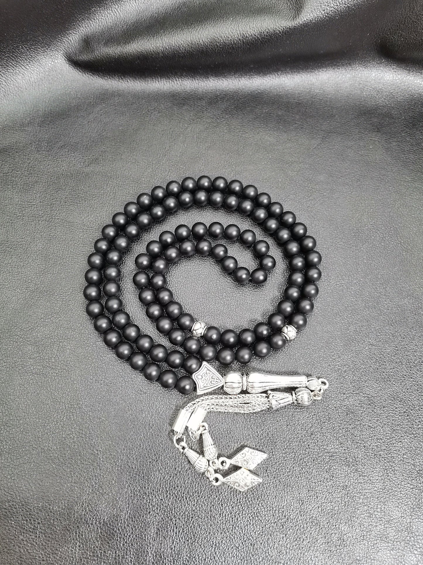 99 Boncuklu Mat Siyah Oniks Doğaltaş Tesbih