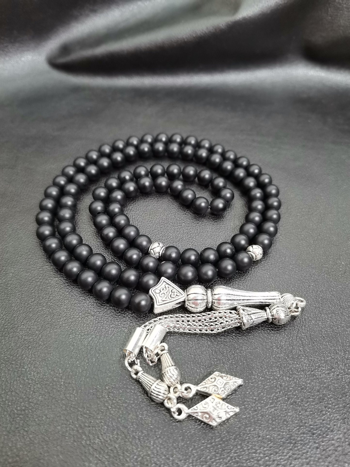 99 Boncuklu Mat Siyah Oniks Doğaltaş Tesbih