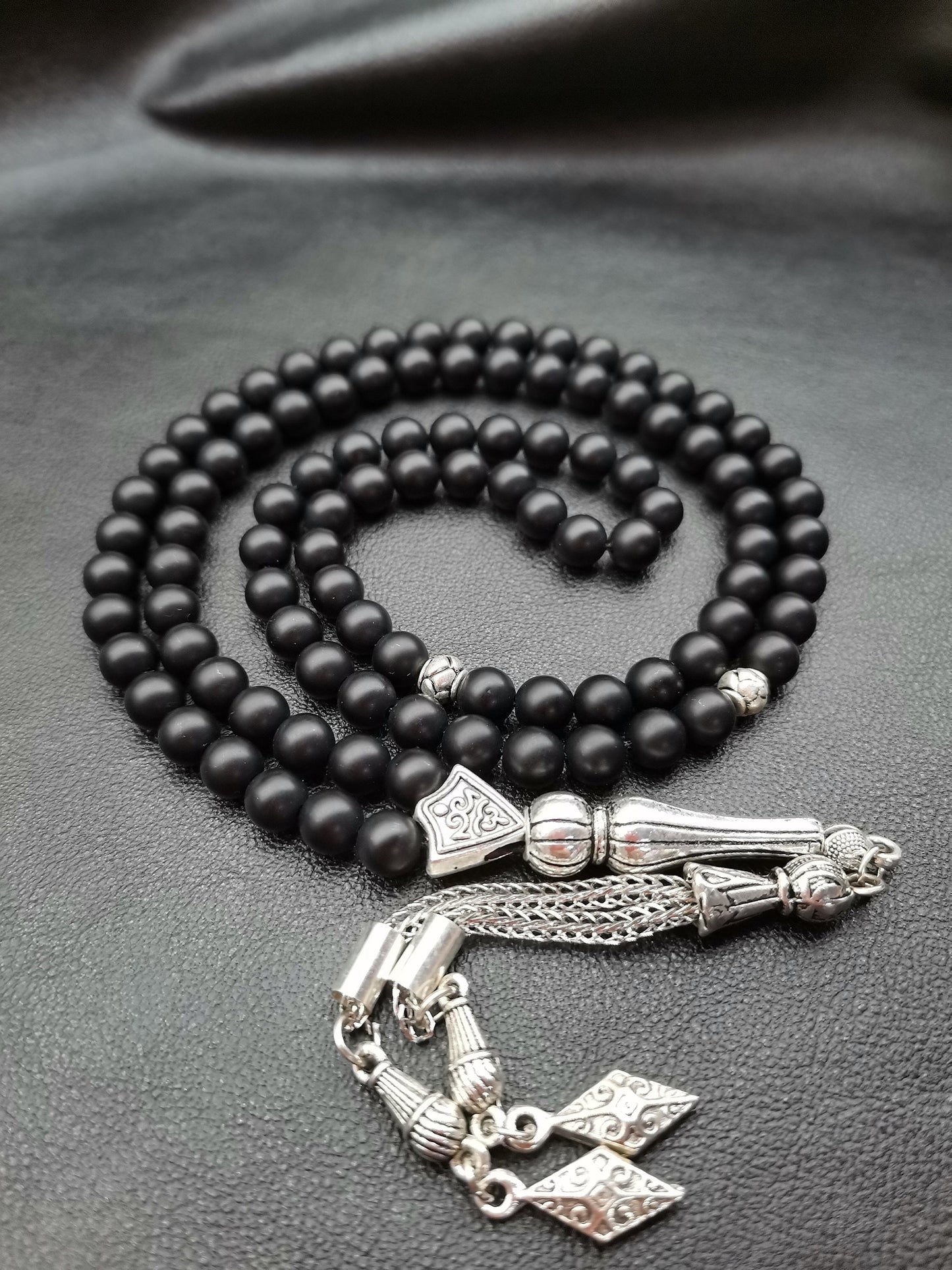 99 Boncuklu Mat Siyah Oniks Doğaltaş Tesbih