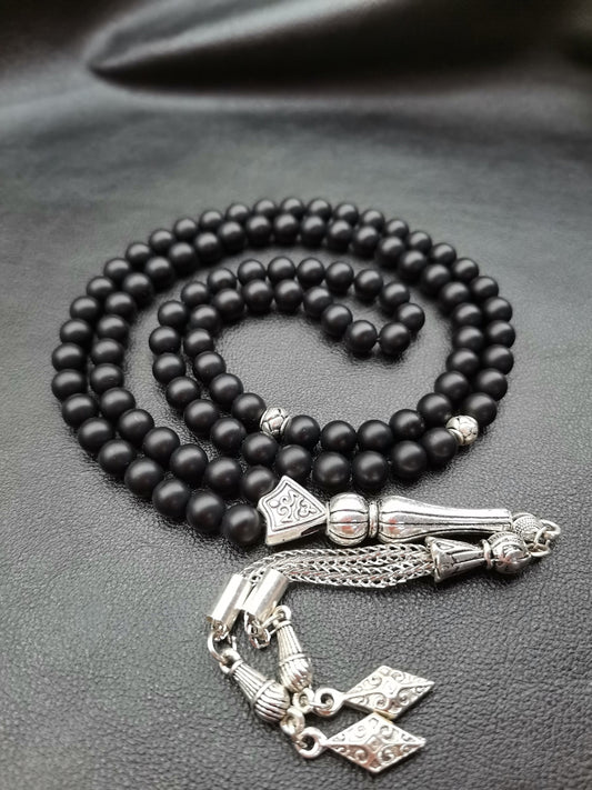 99 Boncuklu Mat Siyah Oniks Doğaltaş Tesbih