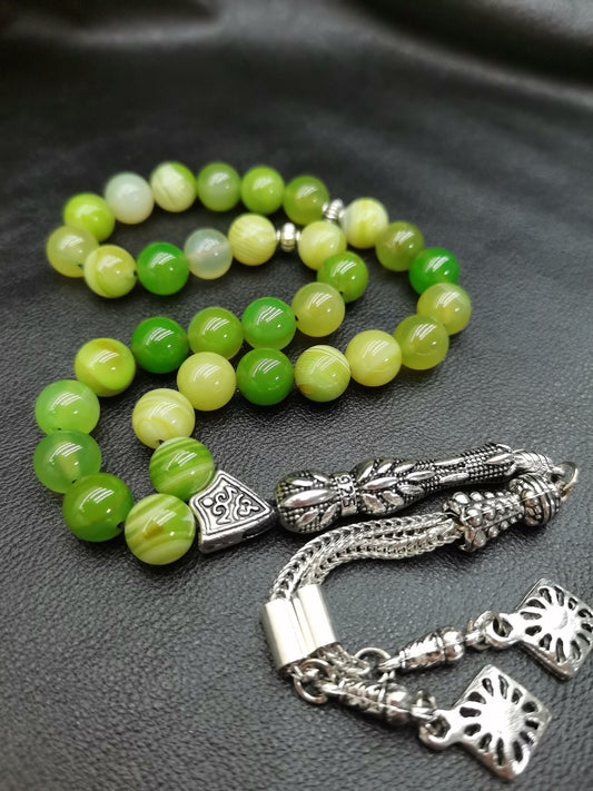 Madagaskar Yeşil Akik Tesbih