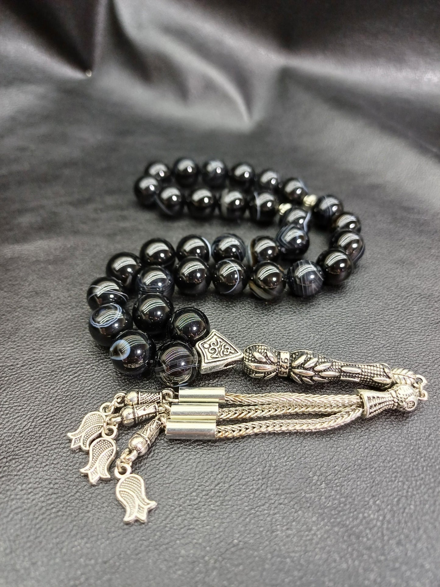 10 mm Siyah Akik Doğaltaş Tesbih