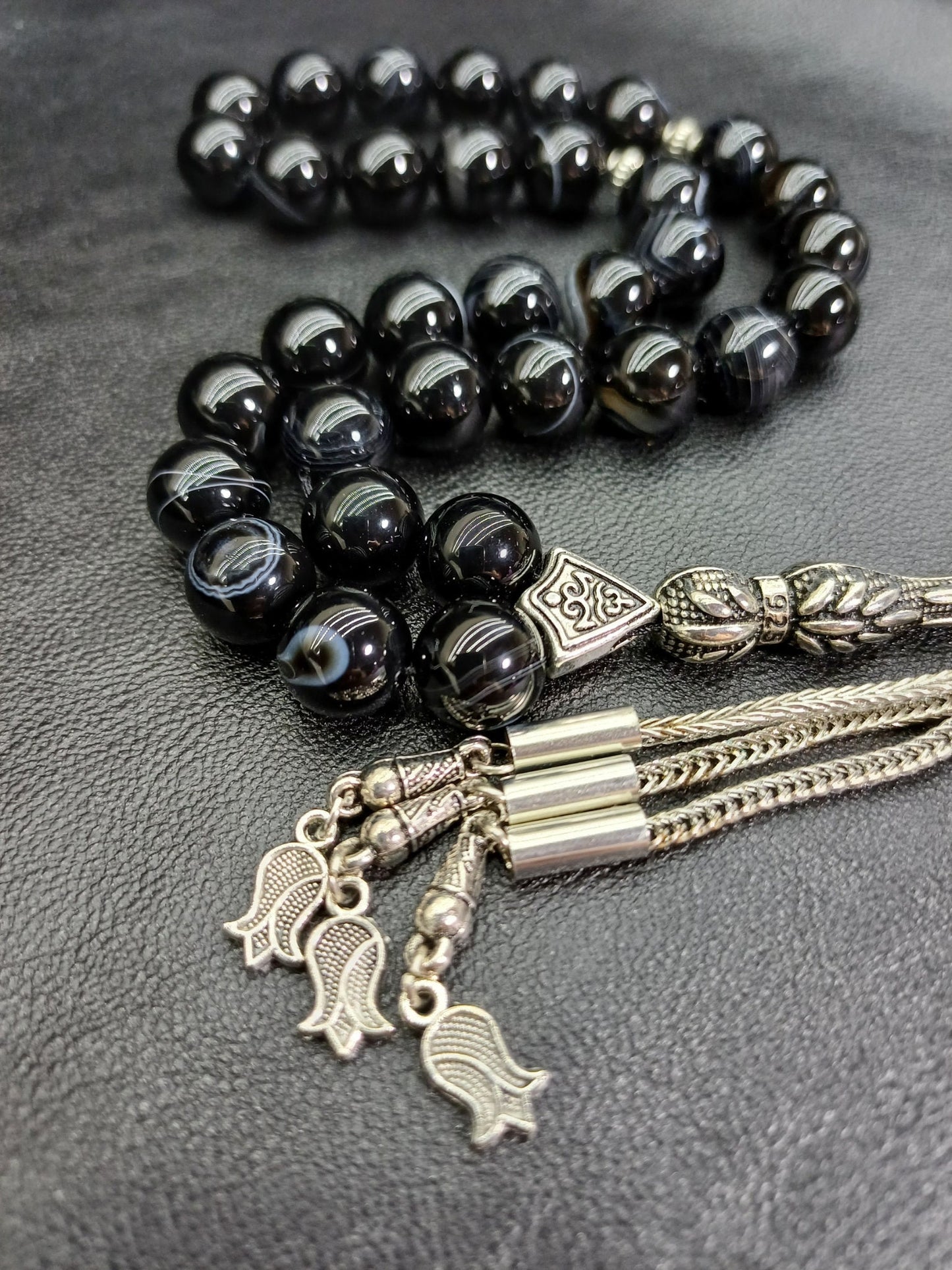 10 mm Siyah Akik Doğaltaş Tesbih