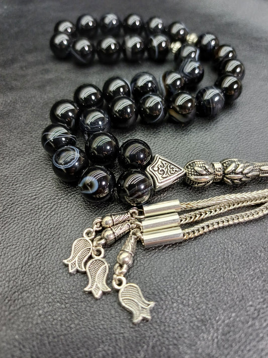 10 mm Siyah Akik Doğaltaş Tesbih