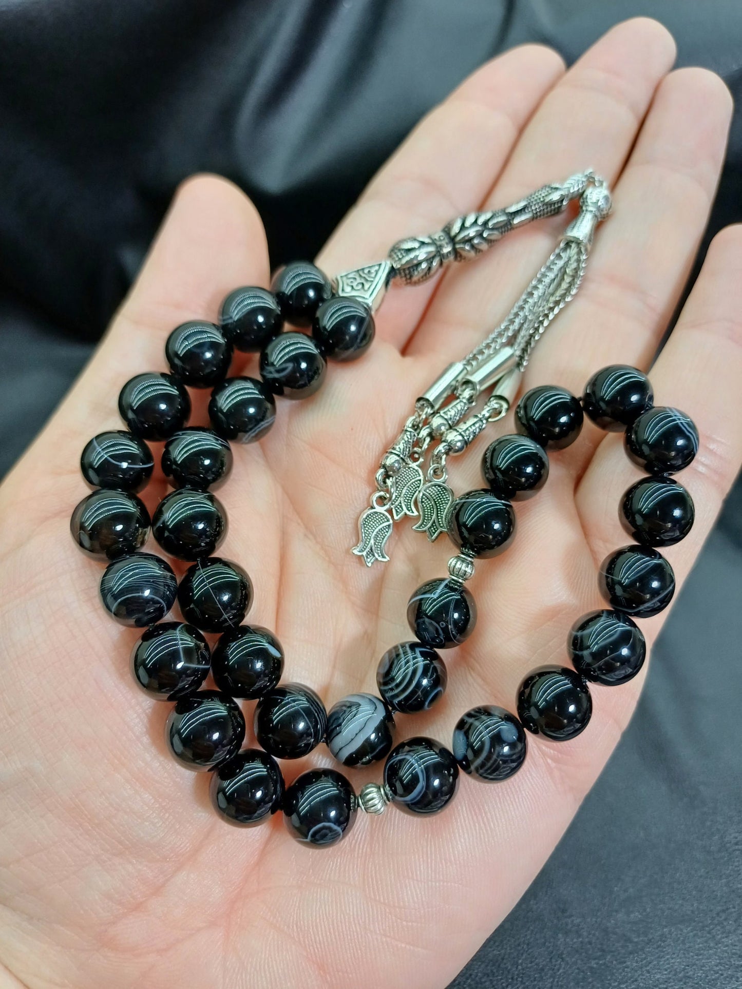 10 mm Siyah Akik Doğaltaş Tesbih