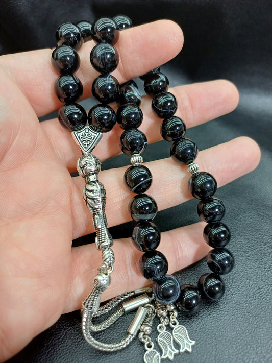 10 mm Siyah Akik Doğaltaş Tesbih