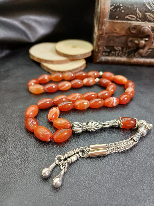 Arpa Kesim Yemen Akik Doğaltaş Tesbih