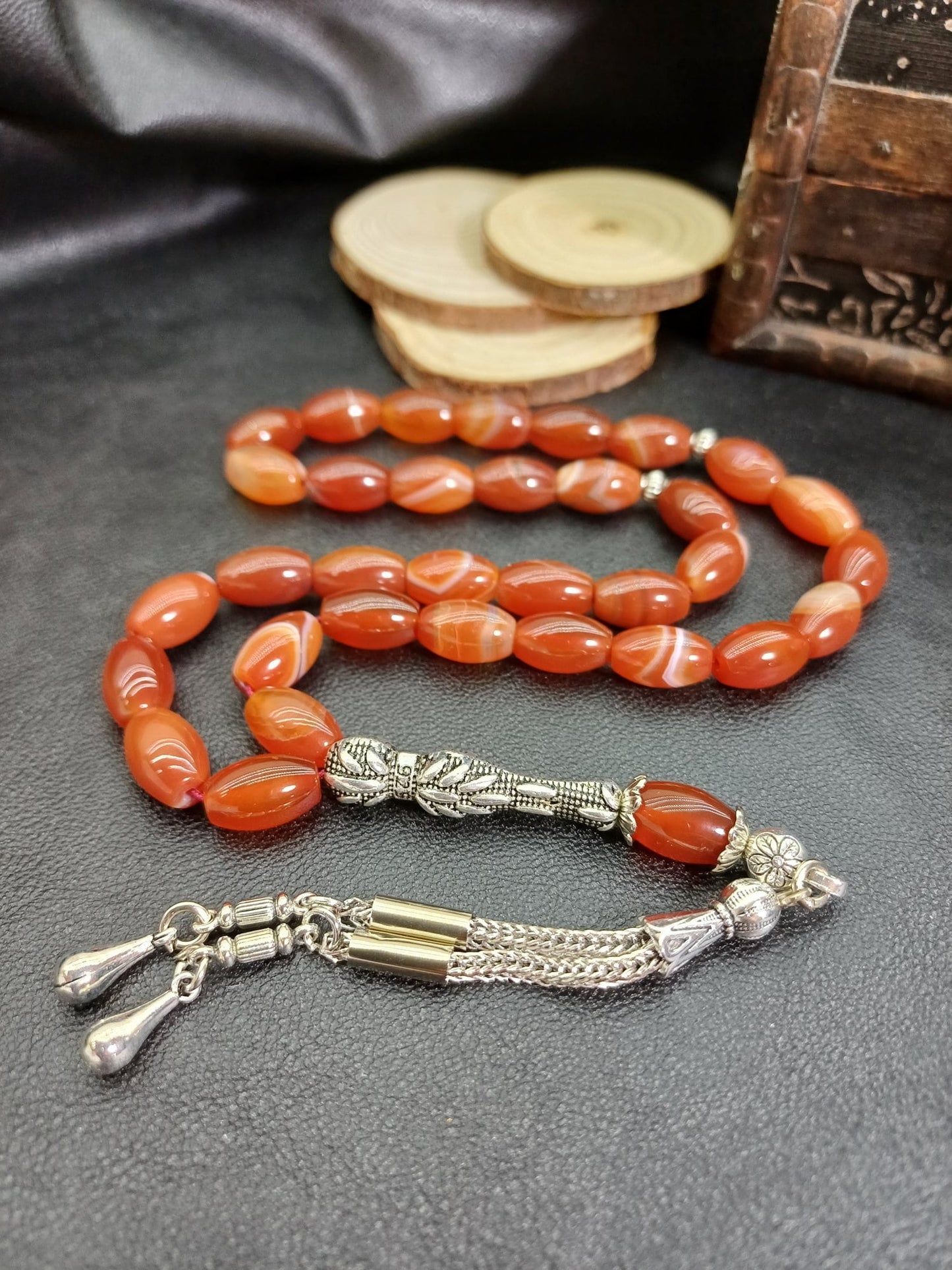 Arpa Kesim Yemen Akik Doğaltaş Tesbih