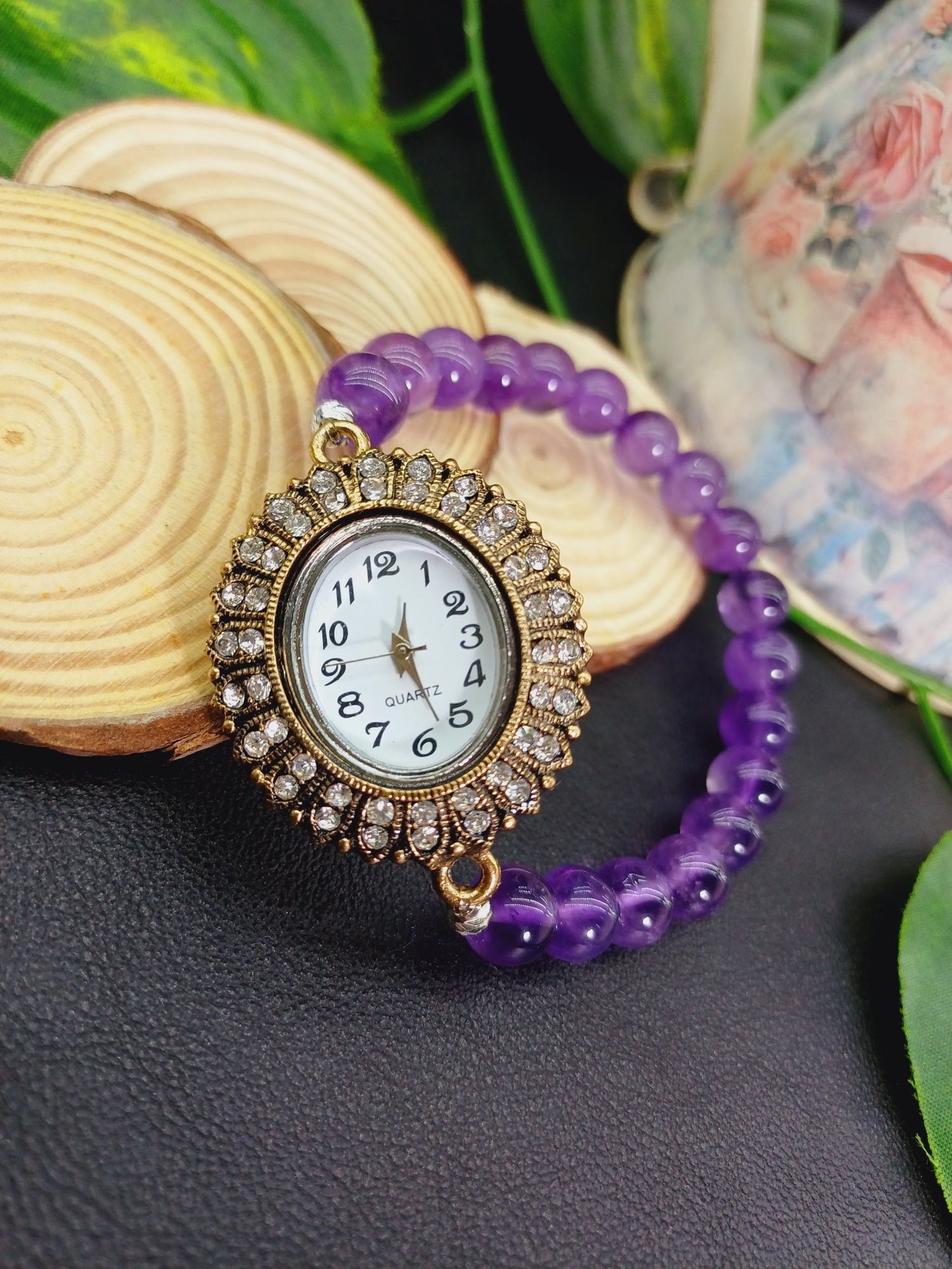 Ametist Doğaltaş Saat Bileklik