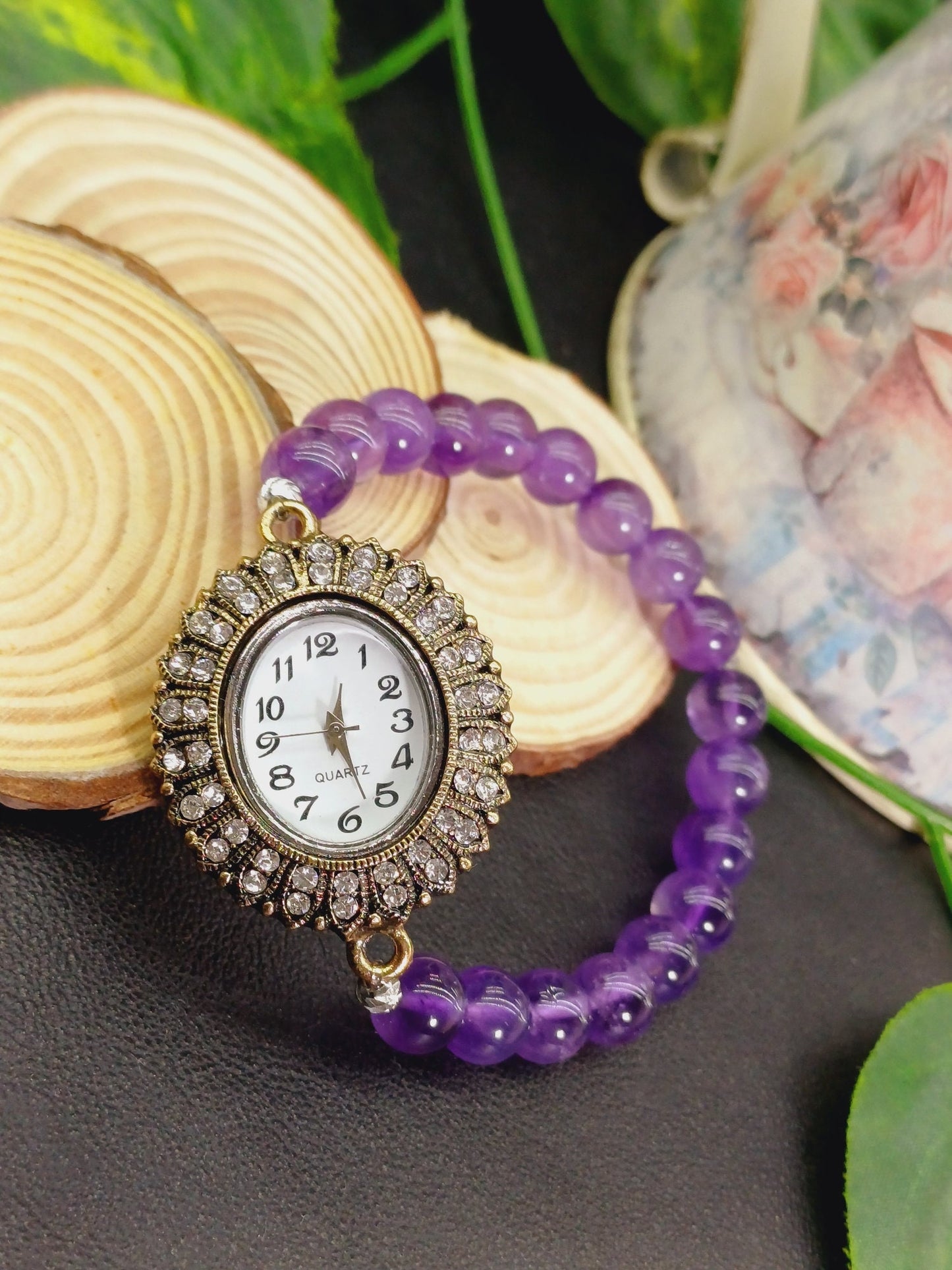 Ametist Doğaltaş Saat Bileklik