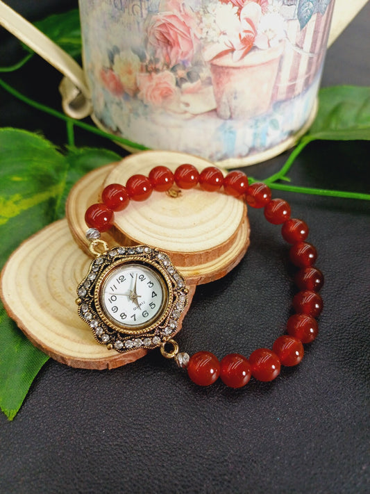 Karnelyan Akik Saat Bileklik