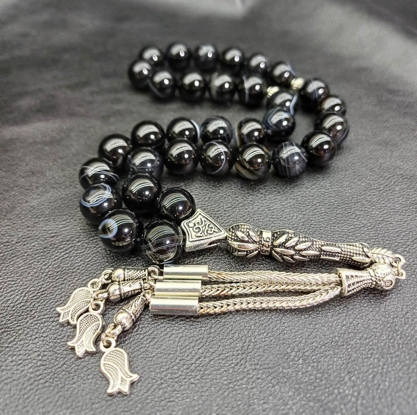 10 mm Siyah Akik Doğaltaş Tesbih