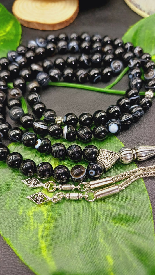 99 Boncuklu Siyah Akik Doğaltaş Tesbih