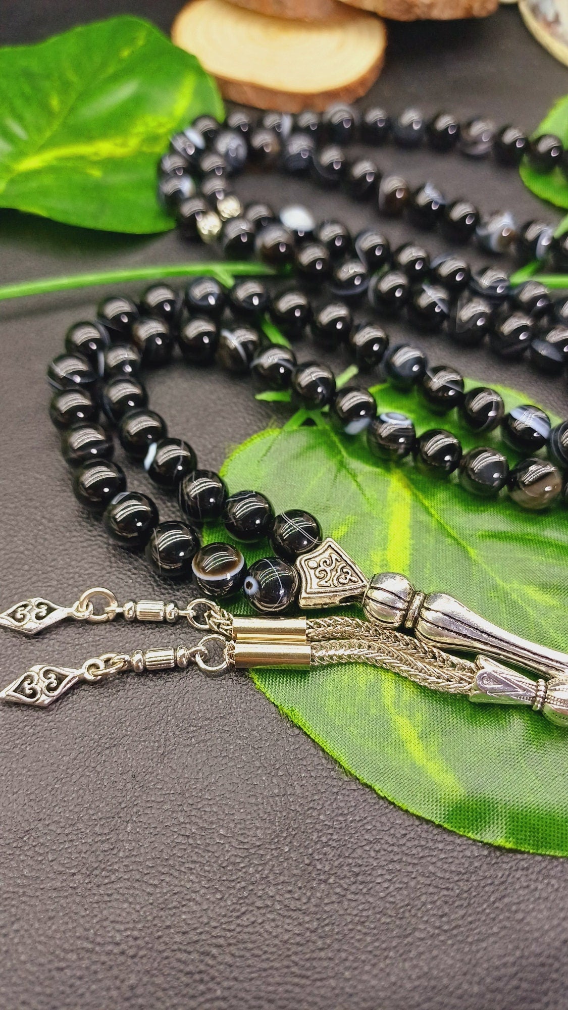 99 Boncuklu Siyah Akik Doğaltaş Tesbih