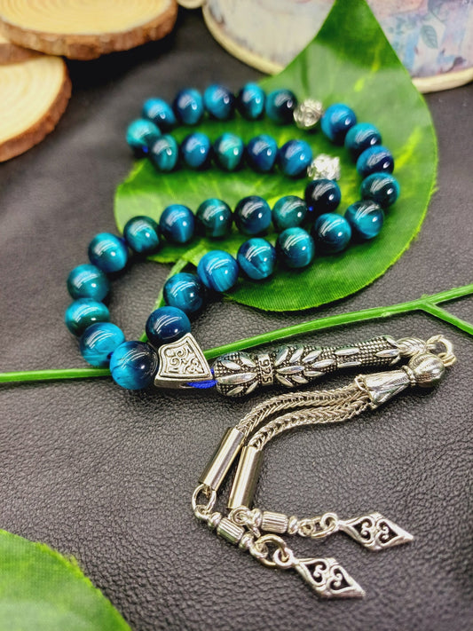 Okyanus Mavisi Kaplan Gözü Doğaltaş Tesbih