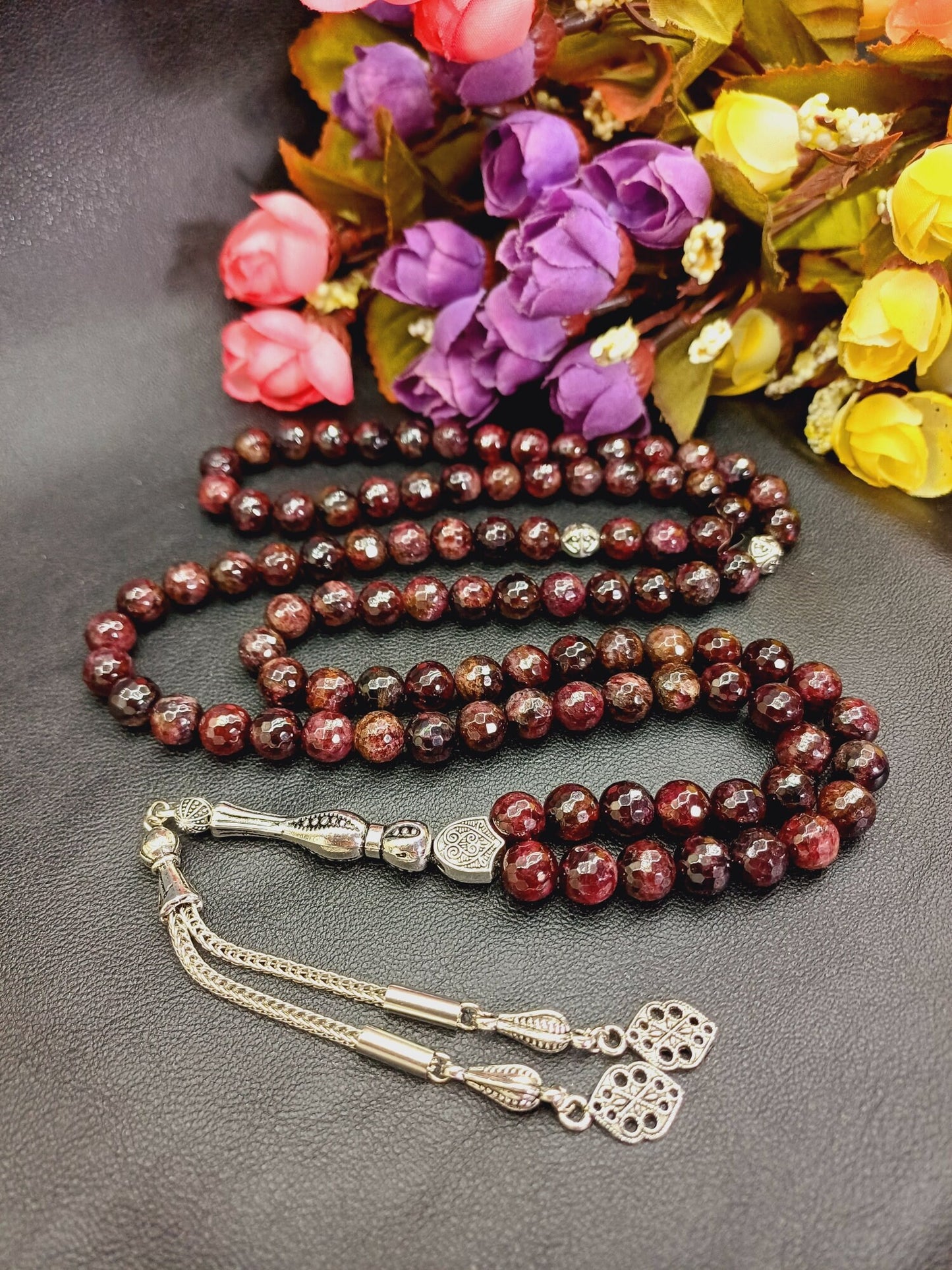 99 Boncuklu Mücevher Kesim Lal taşı Tesbih