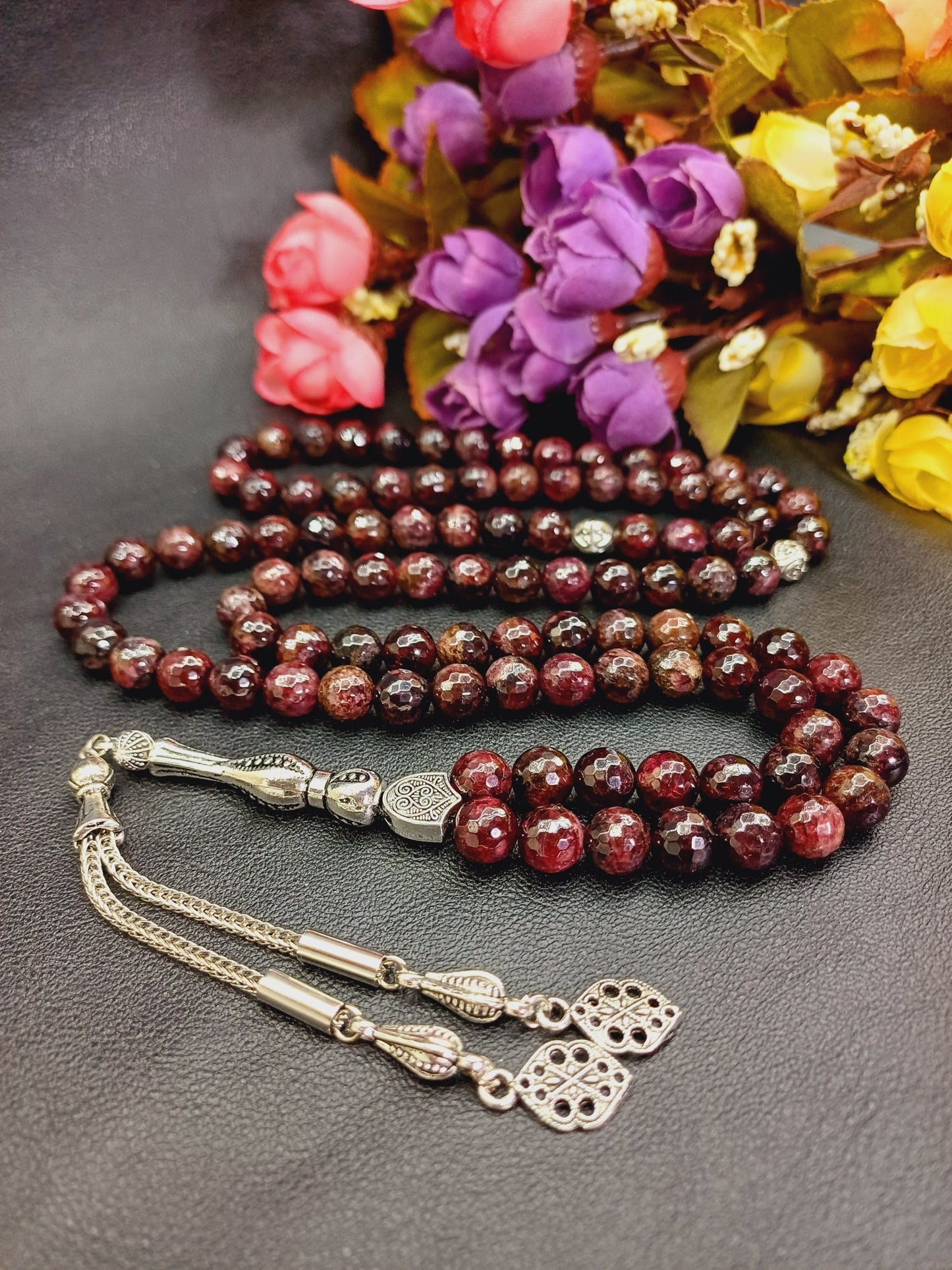 99 Boncuklu Mücevher Kesim Lal taşı Tesbih