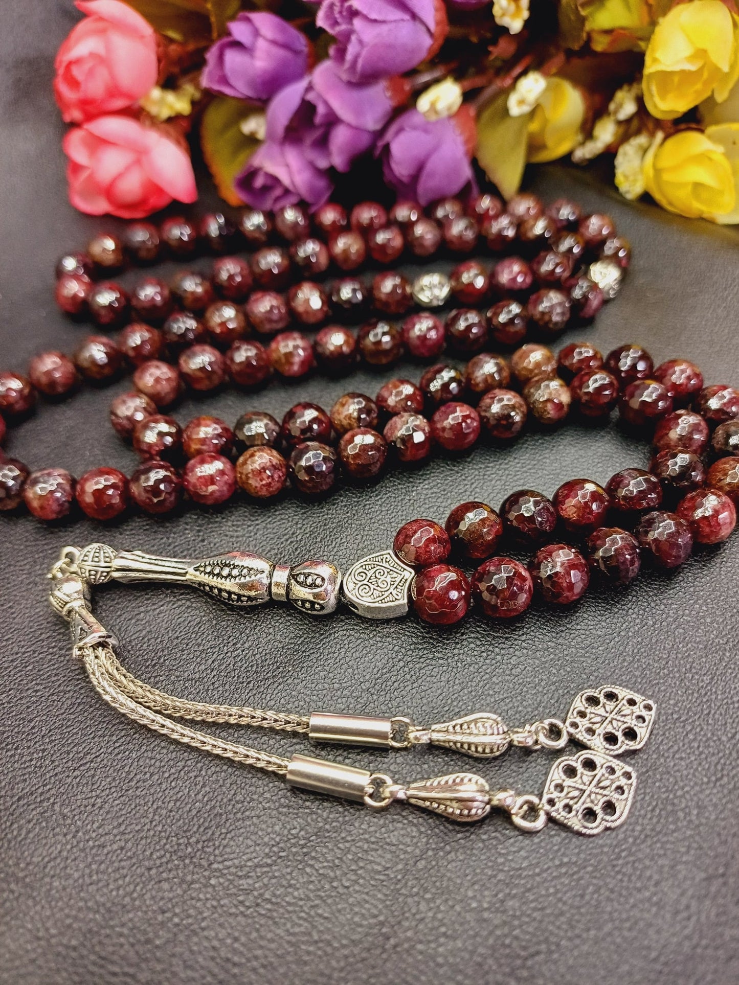 99 Boncuklu Mücevher Kesim Lal taşı Tesbih