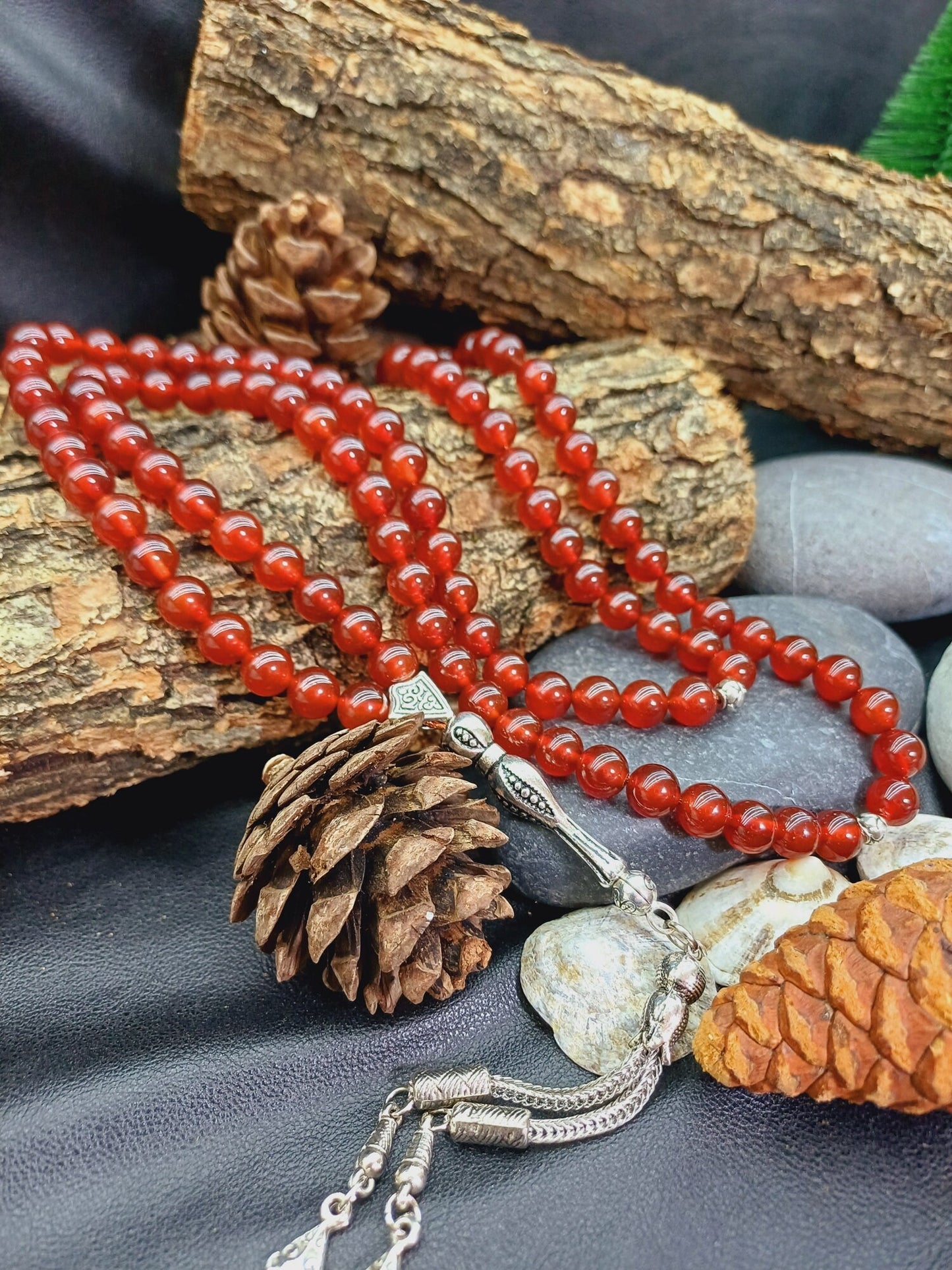 99 Boncuklu Karnelyan (Yemen) Akik Doğaltaş Tesbih