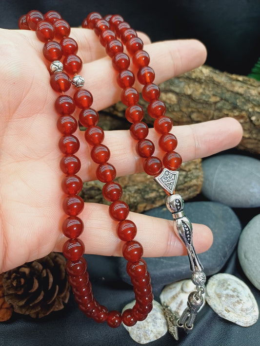 99 Boncuklu Karnelyan (Yemen) Akik Doğaltaş Tesbih