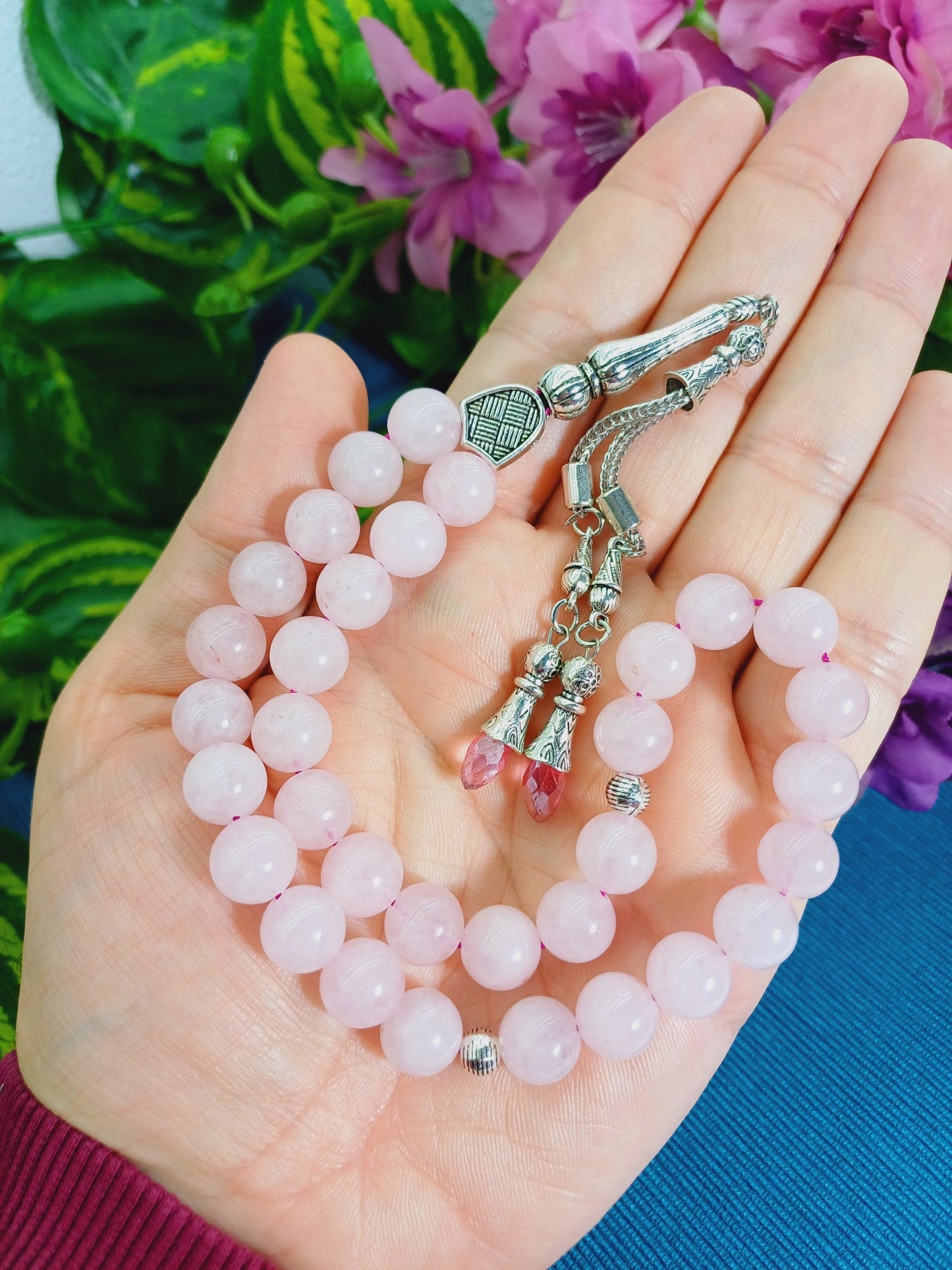 10 mm Pembe Kuvars Tesbih
